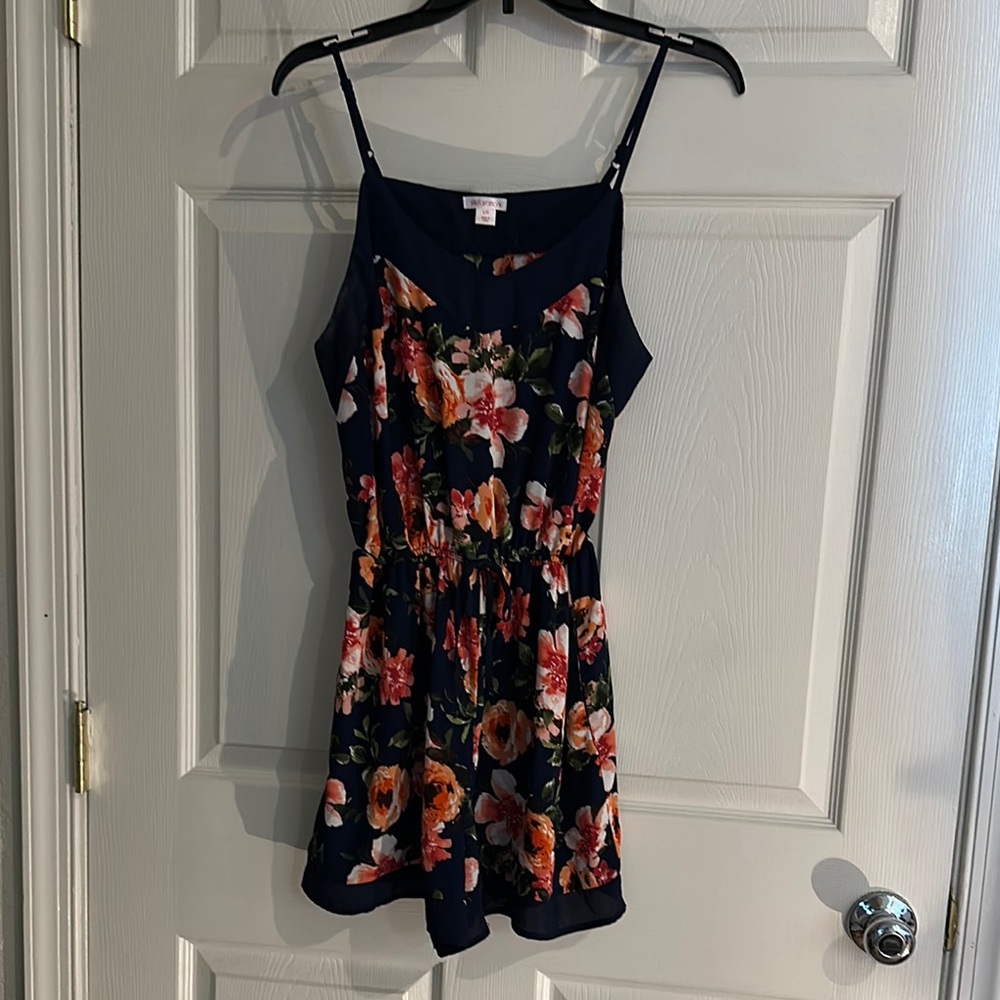 Navy Floral Spaghetti Strap Romper
